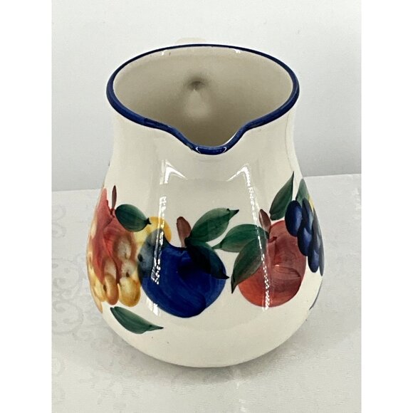 Hand-Painted Dansk Ceramic Pitcher With Fruit Design Made In Italy - Picture 3 of 8